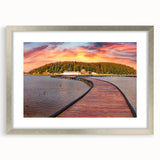 Extra large abstract art print of a European scenery in textured silver frame, ideal for living room decor.