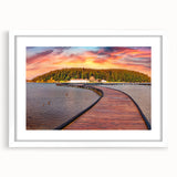 Textured abstract art print depicting a European scenery in muted earth tones on a framed white mat.