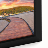 Extra large framed canvas featuring a textured, colorful depiction of a European Albanian scenery.