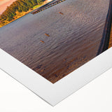 Art deco poster featuring a serene Albanian landscape in soft pastel shades, printed on rolled canvas.