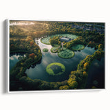 Extra large framed canvas of vintage poster art depicting colorful European scenery, ideal for living room decor.