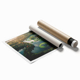 Extra large rolled print of a Danish landscape with vibrant floral elements, ideal for classy bathroom wall art.