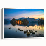 Vintage poster art of a scenic Cumbria landscape in vibrant colors on a framed canvas, ideal for living room decor.