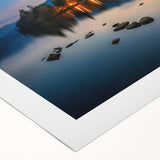 Art deco poster of Cumbria landscape in soft green and blue tones, printed on rolled canvas.