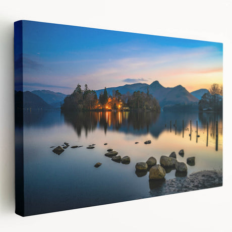 Large art depicting the Cumbria landscape in England on stretched canvas, with lush green and earth tones.