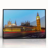 Large abstract wall art featuring a stylized London skyline in black and white on a framed acrylic.