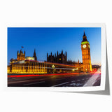 Extra large rolled print of London scenery with floral accents in soft color tones, ideal for art wall dining room.
