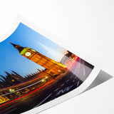 Extra large wall art featuring line art flowers over a London scenery backdrop on rolled print.