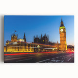 Black and white large art print of the London skyline on stretched canvas, ideal for kitchen wall art.