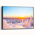 Black and white wall art depicting a serene Finnish landscape on framed canvas, ideal for bedroom decor.