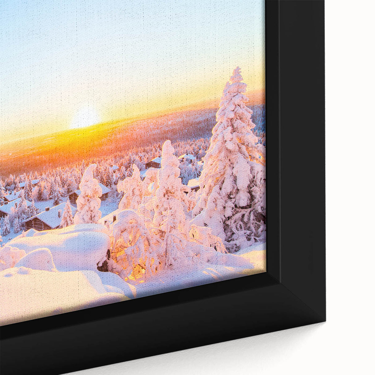 Framed canvas featuring a textured, colorful abstract design with dominant black tones, ideal for living room decor.