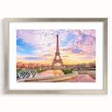Extra large framed wall art of a textured abstract print depicting a Paris scenery in muted earth tones.