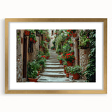 Abstract art print of a Provence landscape in muted earth tones on a framed canvas, ideal for dining room decor.