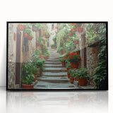 Large abstract wall art depicting a Provencal landscape in muted earth tones on a black-framed acrylic print.
