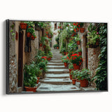 Black and white vintage poster art of a Provence landscape on framed canvas, suitable for bedroom decor.