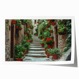 Rolled print of a Provence landscape with lavender fields in muted purple and green tones.