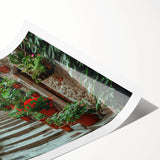 Extra large wall art featuring line art flowers in muted pastel tones on a rolled print.