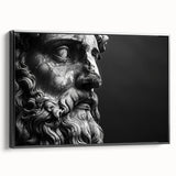 Black and white vintage poster art of Rome landscape on framed canvas, suitable for bedroom wall decor.
