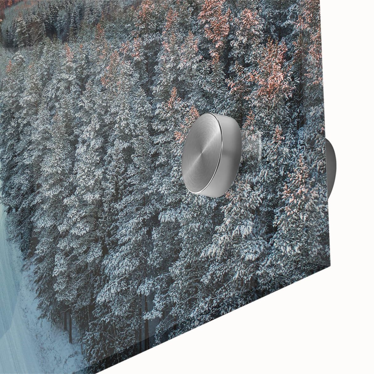 Large abstract wall art of a European scenery in Latvia, rendered in mid-century modernist style on acrylic glass.