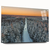 Large abstract wall art depicting a European scenery in Latvia, rendered in muted earth tones on acrylic glass.