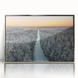 Art Deco poster of a European Latvia scenery in silver framed acrylic, featuring muted earth tones.