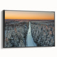 Black and white framed canvas of a vintage Latvian landscape, ideal for bedroom wall decor.