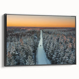 Black and white framed canvas of a vintage Latvian landscape, ideal for bedroom wall decor.