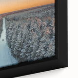 Extra large framed canvas featuring a textured black wall art of a European Latvia scenery with colorful accents.