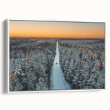 Vintage poster art of a scenic European landscape in Latvia, featuring colorful art on a white framed canvas.