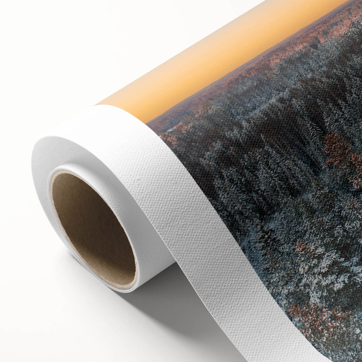 Art deco poster featuring a serene European landscape in soft pastel shades, printed on rolled canvas.