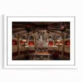 Textured art of abstract Barcelona scenery in muted earth tones on a white framed mat, suitable for bedroom decor.