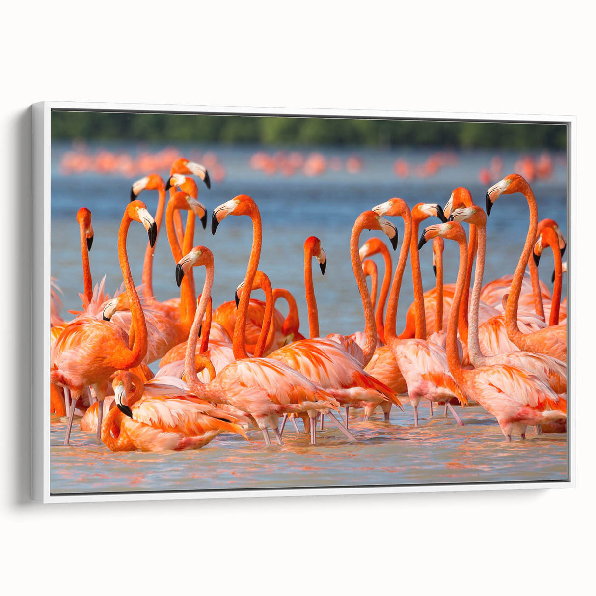Vintage poster art of Yucatan scenery on a framed canvas, featuring vibrant colors, ideal for living room decor.