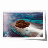 Extra large rolled print of a serene Fiji beach scene with soft pastel colors.