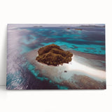 Black and white stretched canvas of a serene Fiji beach scene, ideal for kitchen wall art or bedroom ambiance.