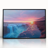 Large abstract wall art featuring a mid-century modernist design with vibrant colors of the Argentina landscape on a framed…