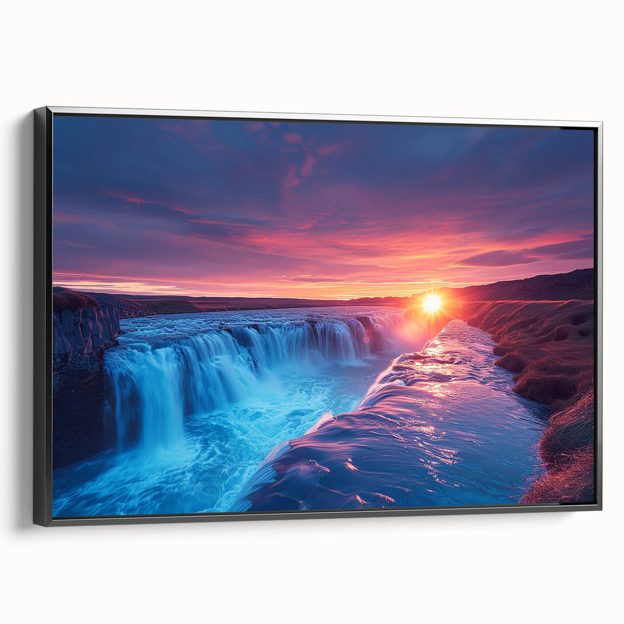 Black and white framed canvas featuring a vintage poster art style landscape of Argentina, ideal for bedroom wall decor.