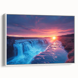 Vintage poster art of an Argentine landscape on a framed canvas, featuring vibrant colors, ideal for living room decor.