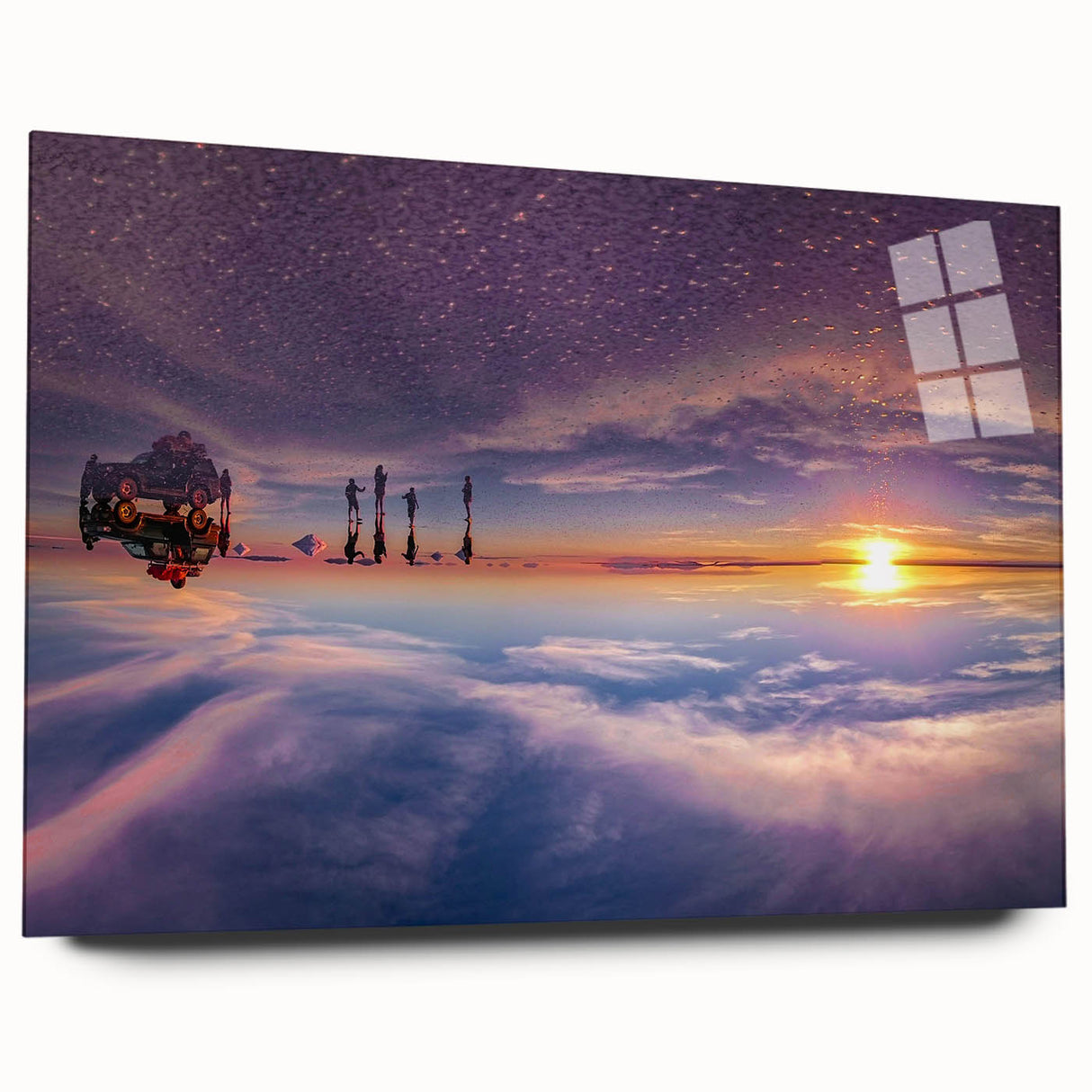 Acrylic print of a large abstract depiction of Bolivia's landscape in earthy tones, ideal for bedroom or dining room art.