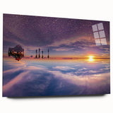 Acrylic print of a large abstract depiction of Bolivia's landscape in earthy tones, ideal for bedroom or dining room art.