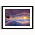 Colorful abstract art print of a South American scenery in a black frame, ideal for living room decor.