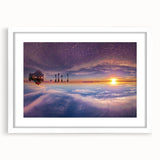 Abstract art print featuring a stylized Bolivian landscape in muted earth tones on a framed white mat.