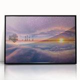 Large abstract wall art depicting a Bolivian landscape in muted earth tones on a framed acrylic.