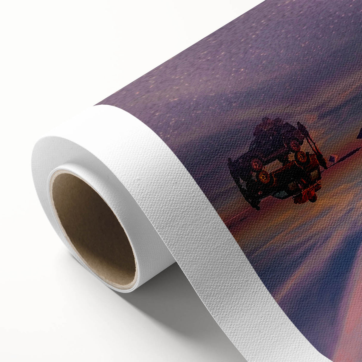 Art Deco poster of a Bolivian landscape on rolled canvas, featuring muted earth tones, ideal for nursery wall art.