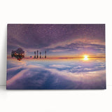 Black and white photograph of Bolivian landscape on stretched canvas, suitable as large kitchen wall art.