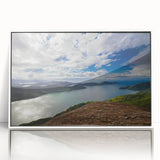 Art deco poster of a Brazilian landscape in soft pastel colors, framed acrylic, ideal for modern nursery decor.