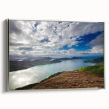 Landscape art painting of a Brazilian scenery in vibrant colors on framed canvas, ideal for living room decor.