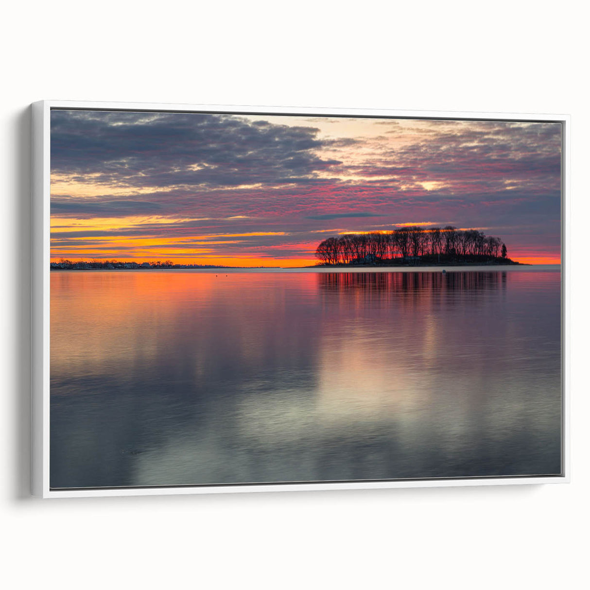 Vintage poster art of a Connecticut scenery in vibrant colors on a framed canvas, ideal for living room decor.