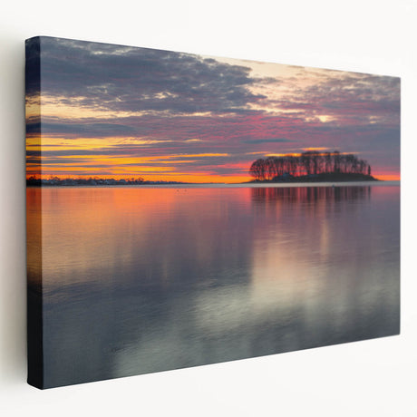 Panoramic view of a Connecticut landscape on stretched canvas, featuring muted green and brown tones.