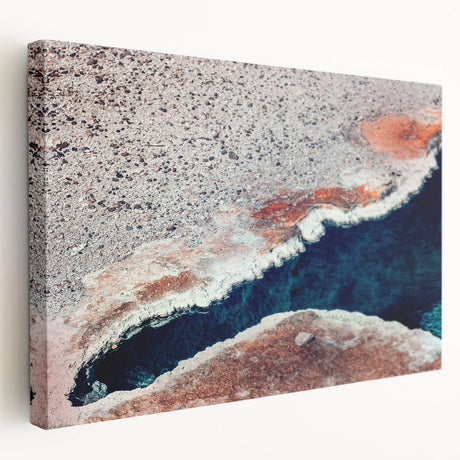 Yellowstone scenic landscape on large stretched canvas, featuring earthy green and blue tones, suited for kitchen wall art.