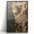 Large abstract wall art featuring warm autumnal hues in a mid-century modernist style on a framed acrylic.